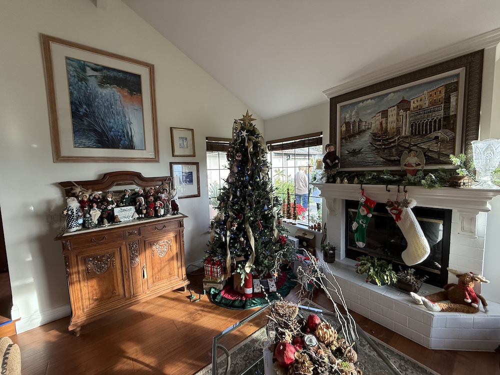 L Goodlad tree & living room Christmas decorations at the Holiday Member's Home Tour.