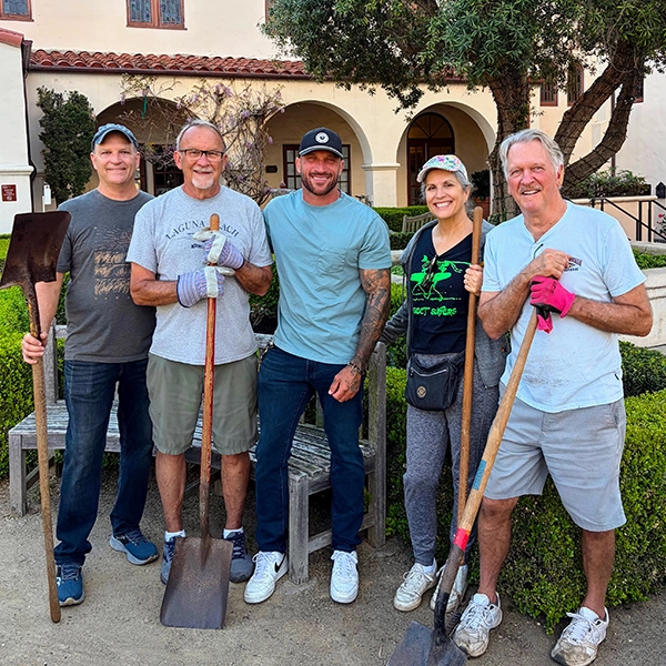 Gardeners volunteering in the LPC Rose Garaden